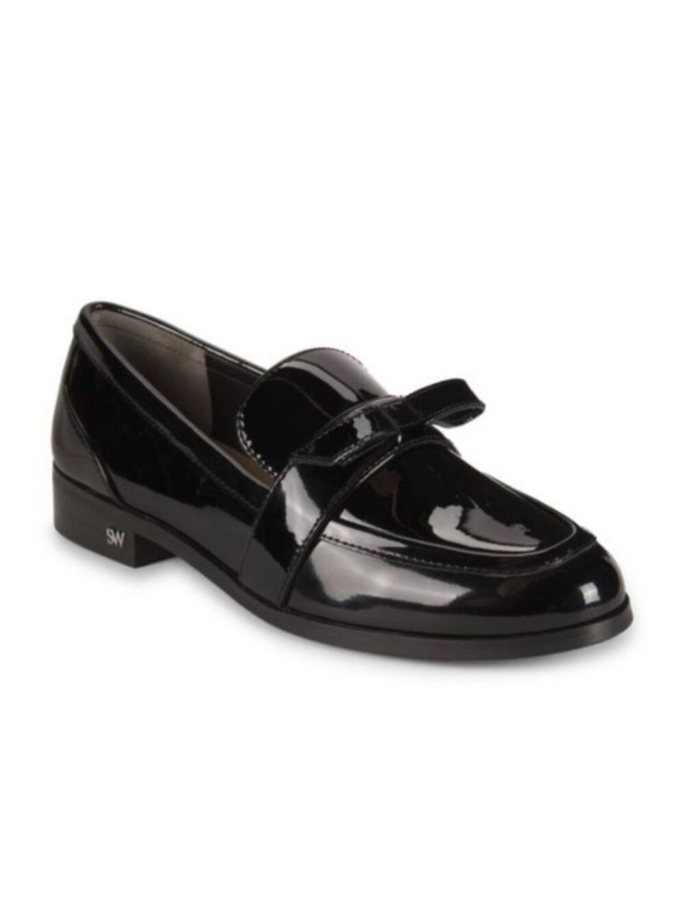 New Stuart Weitzman Emma Bow Loafer Black Patent Leather Sz 7